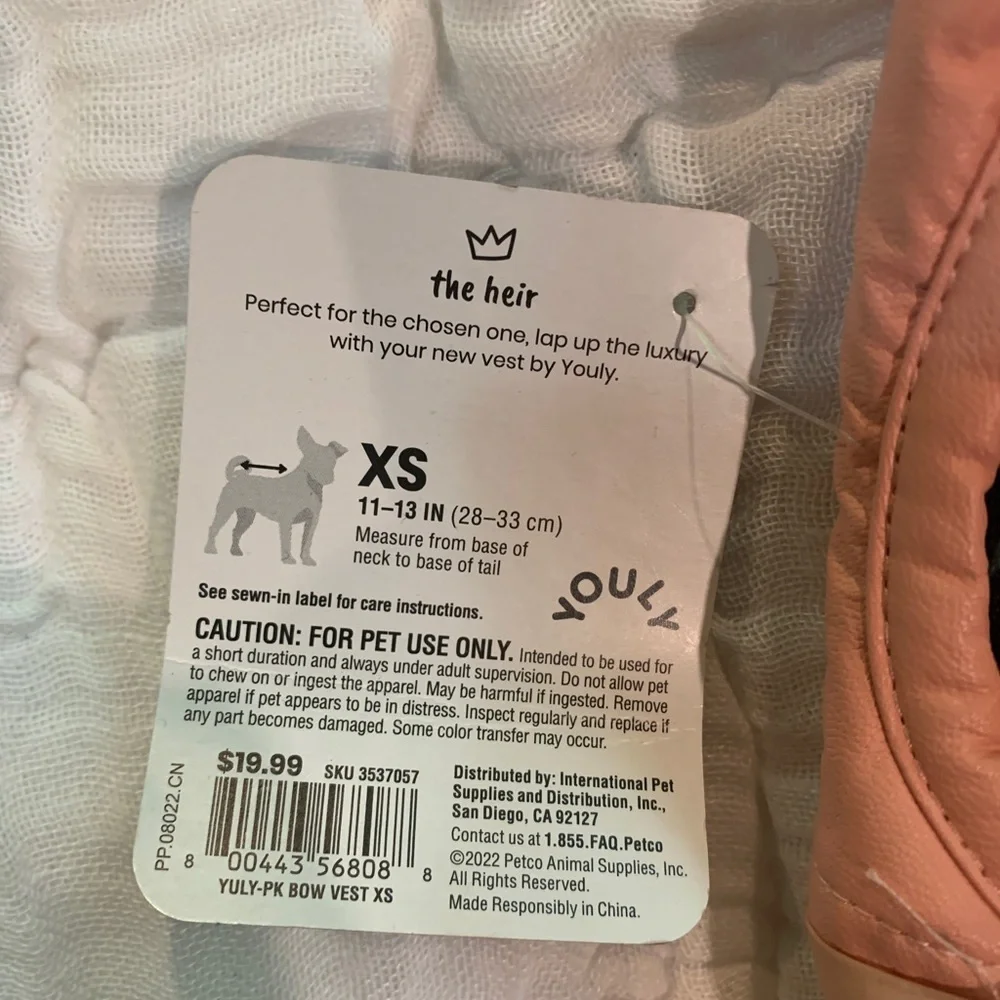 NWT Dog Coat, size XS